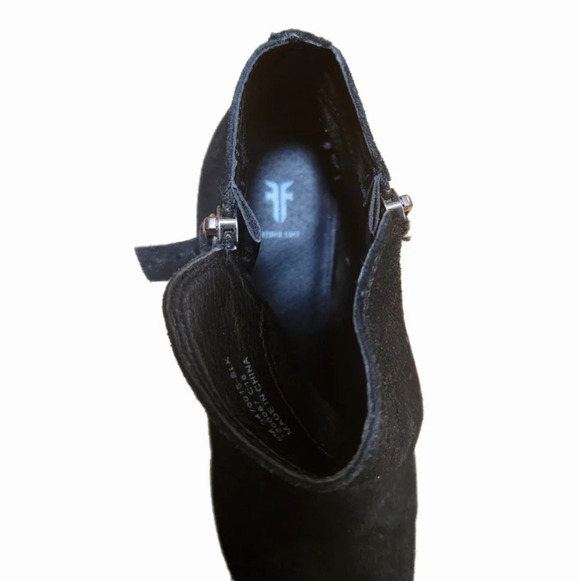 Frye Judy Black Suede Leather Booties Double Zipper - Picture 5 of 6